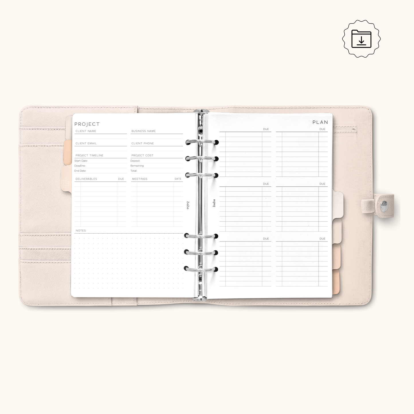 PRINTABLE - Client Project Plan Planner Insert