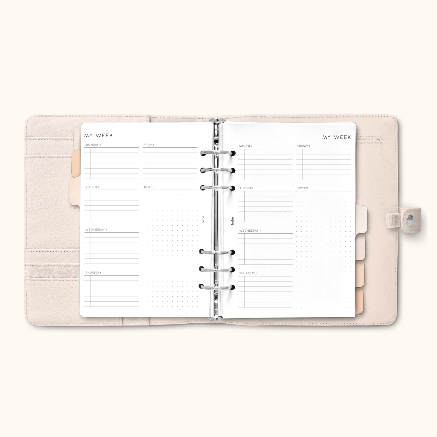 PRINTABLE - Un-Dated Work Week on 1 Page Planner Insert V1
