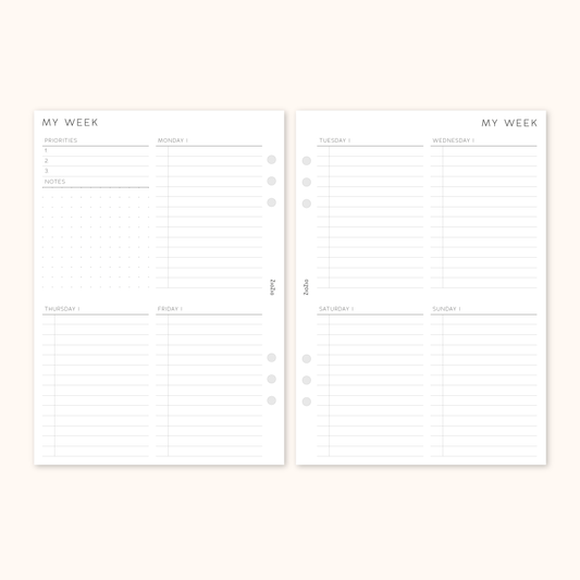 Un-Dated Week On 2 Pages Planner Insert V4