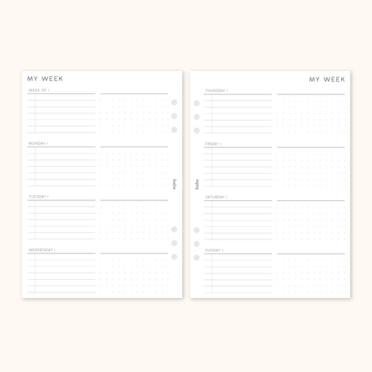 Un-Dated Week On 2 Pages Planner Insert V6