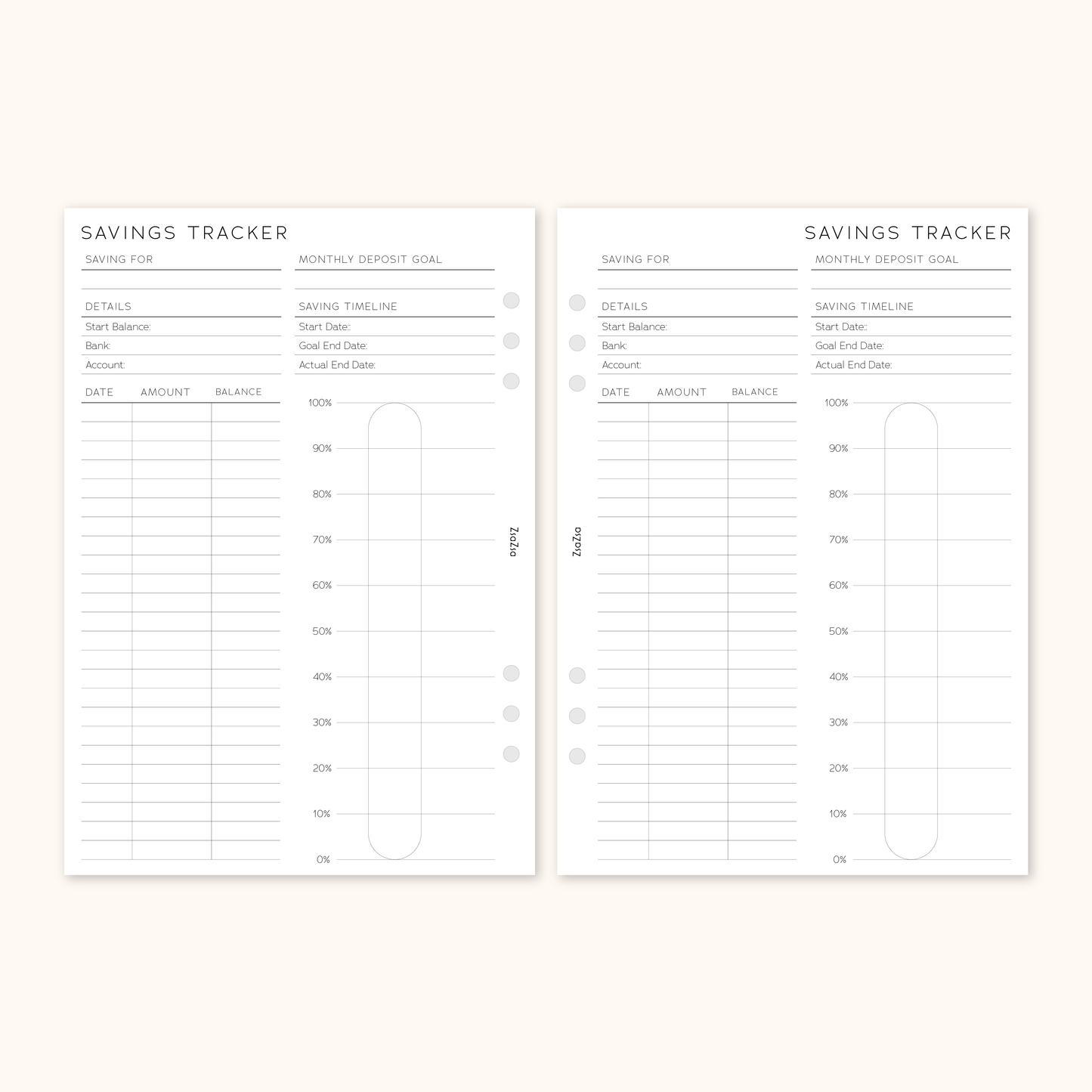 Savings Tracker Planner Insert