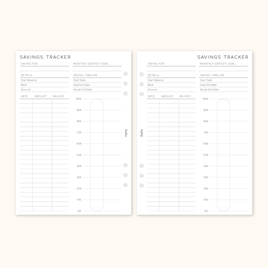 Savings Tracker Planner Insert