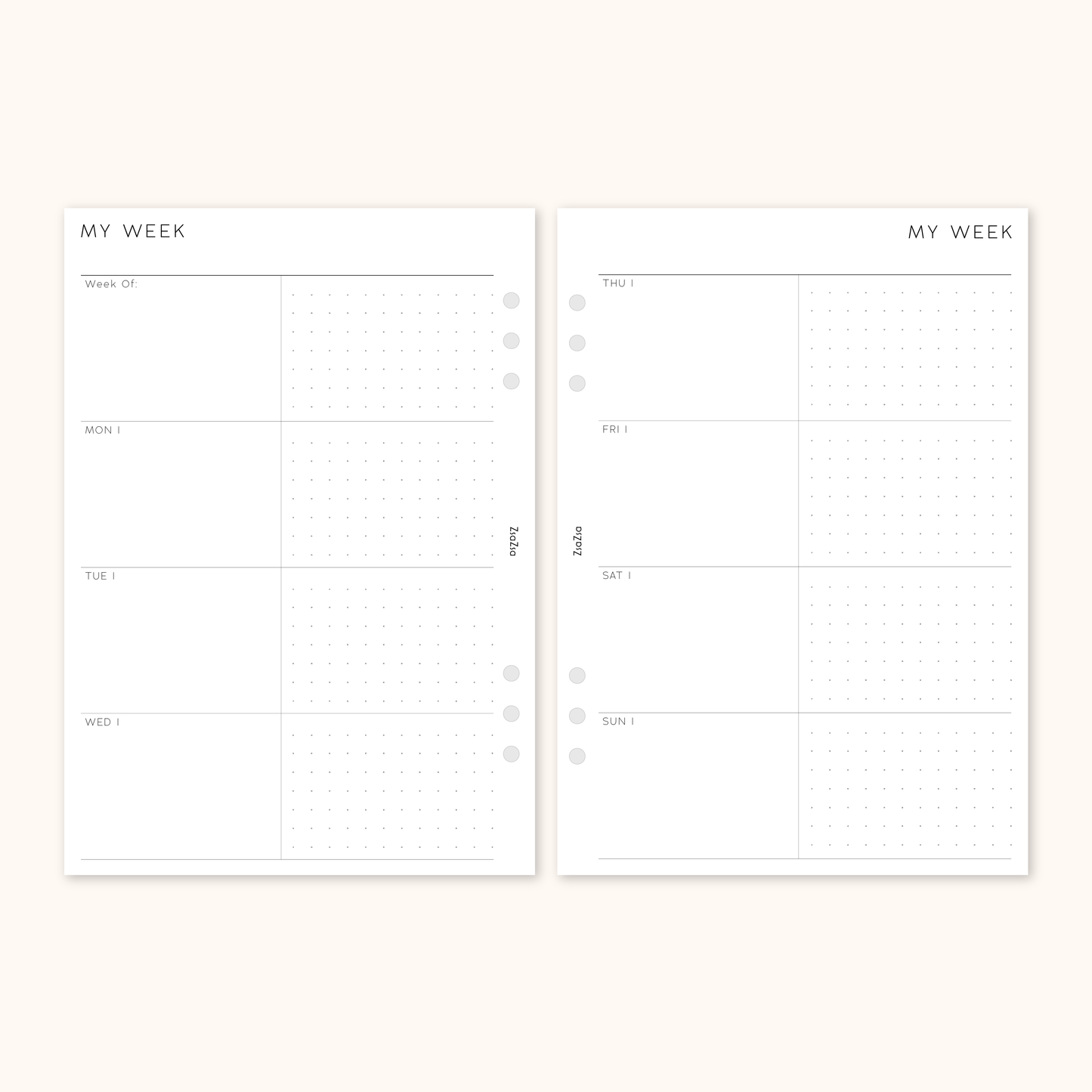 Un-Dated Week On 2 Pages Planner Insert V5