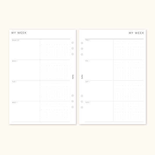 Un-Dated Week On 2 Pages Planner Insert V5