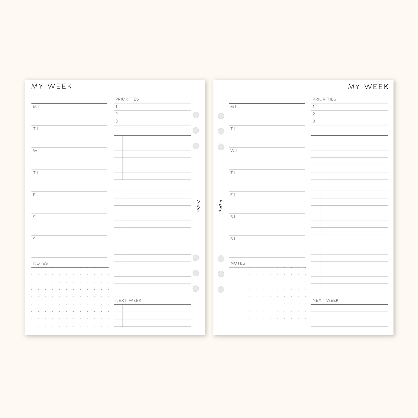 Un-Dated Week On 1 Page Planner Insert V2
