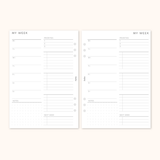 Un-Dated Week On 1 Page Planner Insert V2