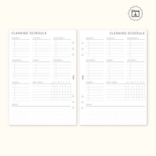 PRINTABLE - Cleaning Schedule Planner Insert