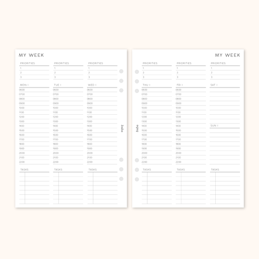 Un-Dated Week On 2 Pages Planner Insert V3