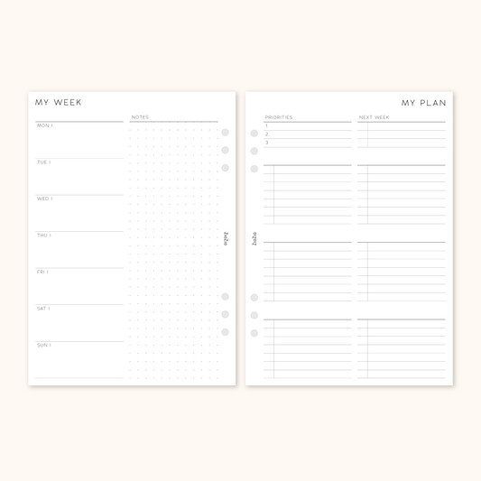Un-Dated Week On 2 Pages Planner Insert V2