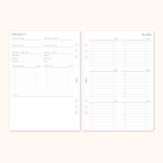 Client Project Plan Planner Insert