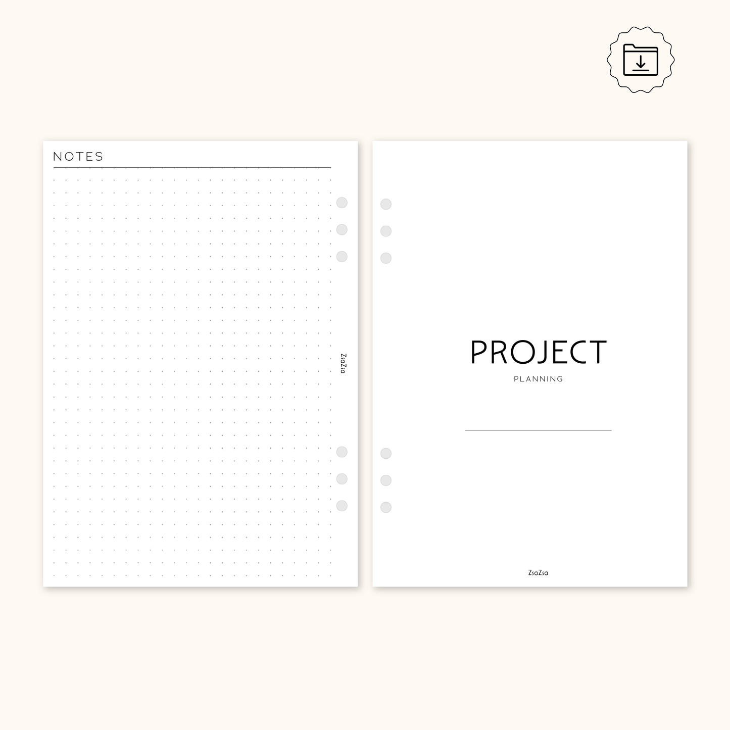 PRINTABLE - Simple Project Plan Planner Insert