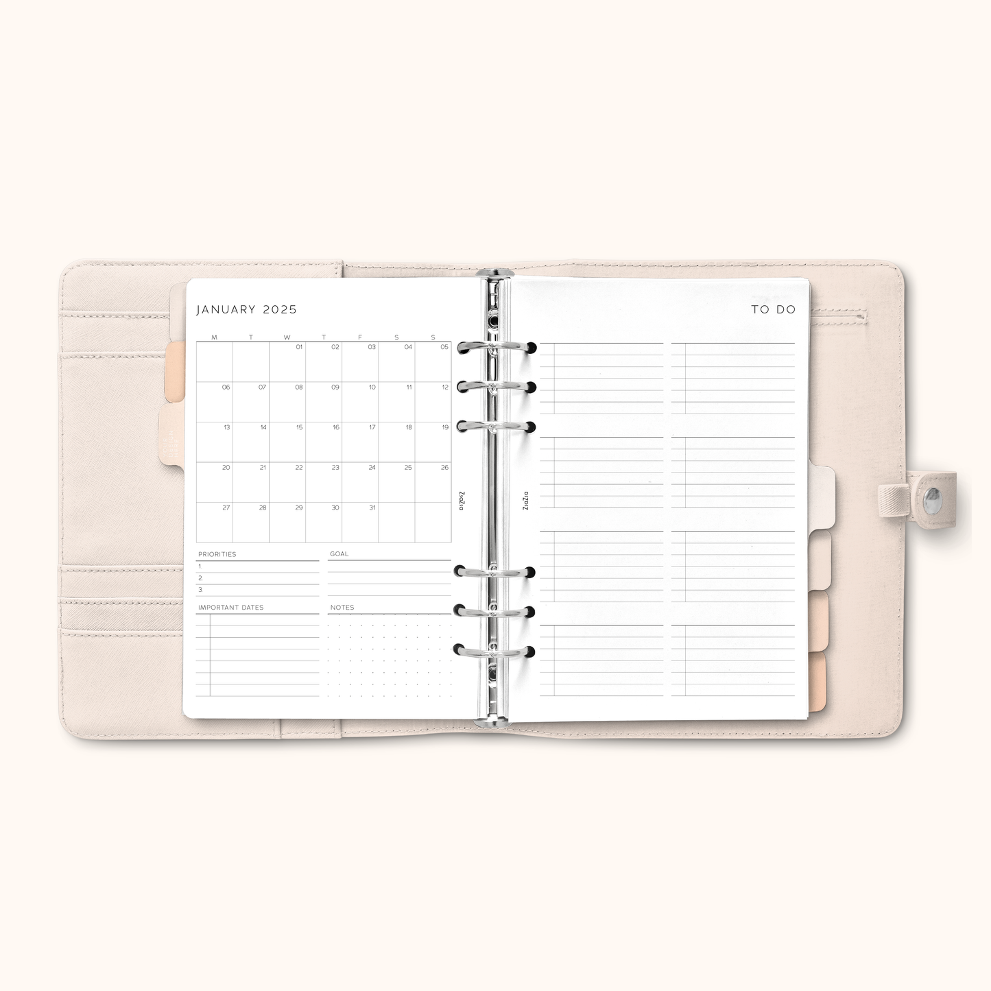 Printed 2025 Dated Monthly Overview Planner Inserts