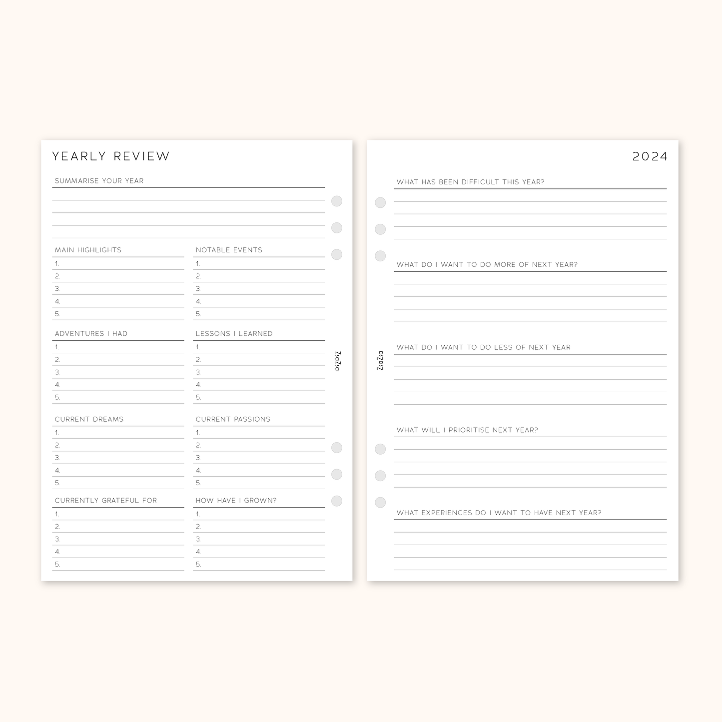 Printed 2025 Year Overview & Quarterly Planner