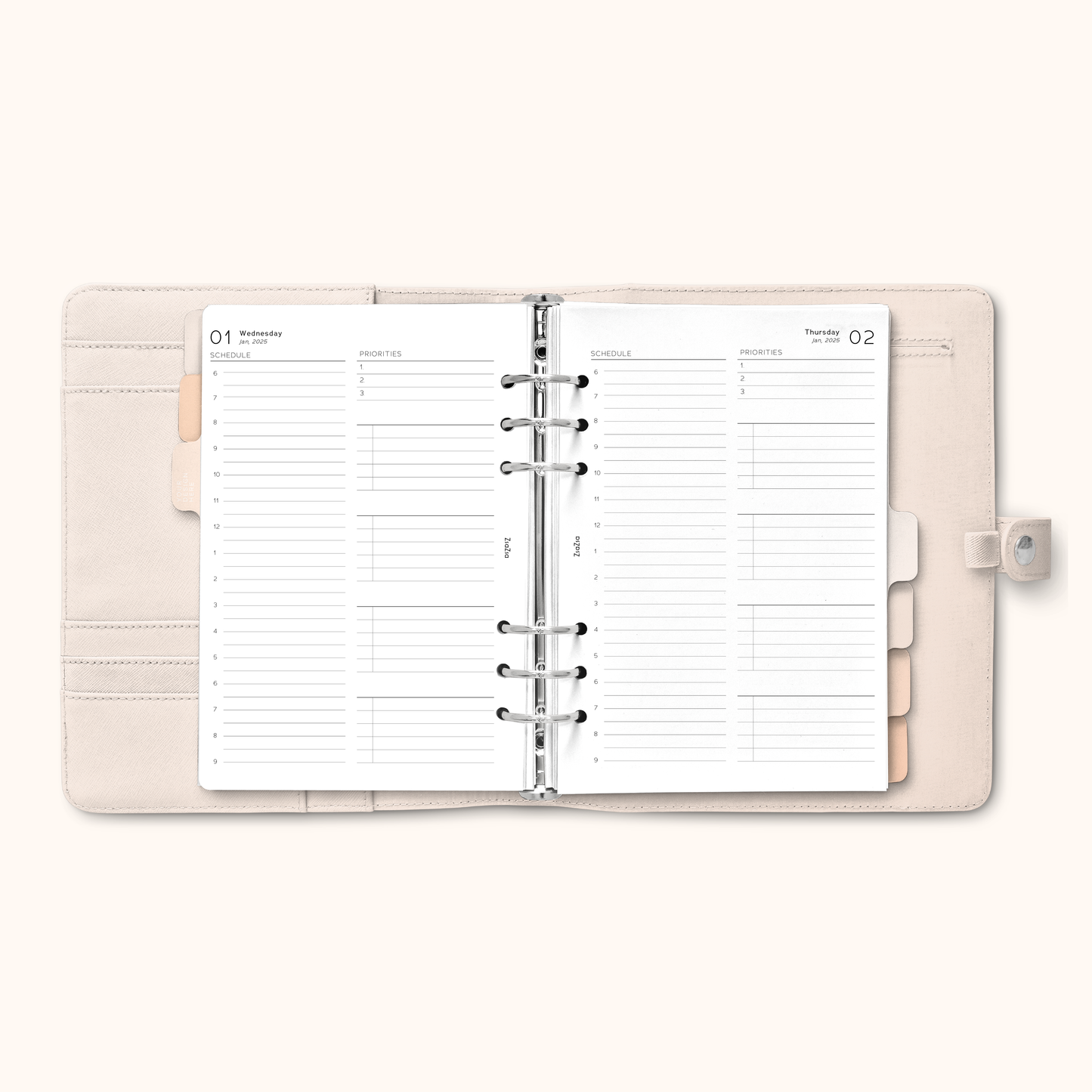 Printed 2025 Dated Day with a Schedule Planner Inserts