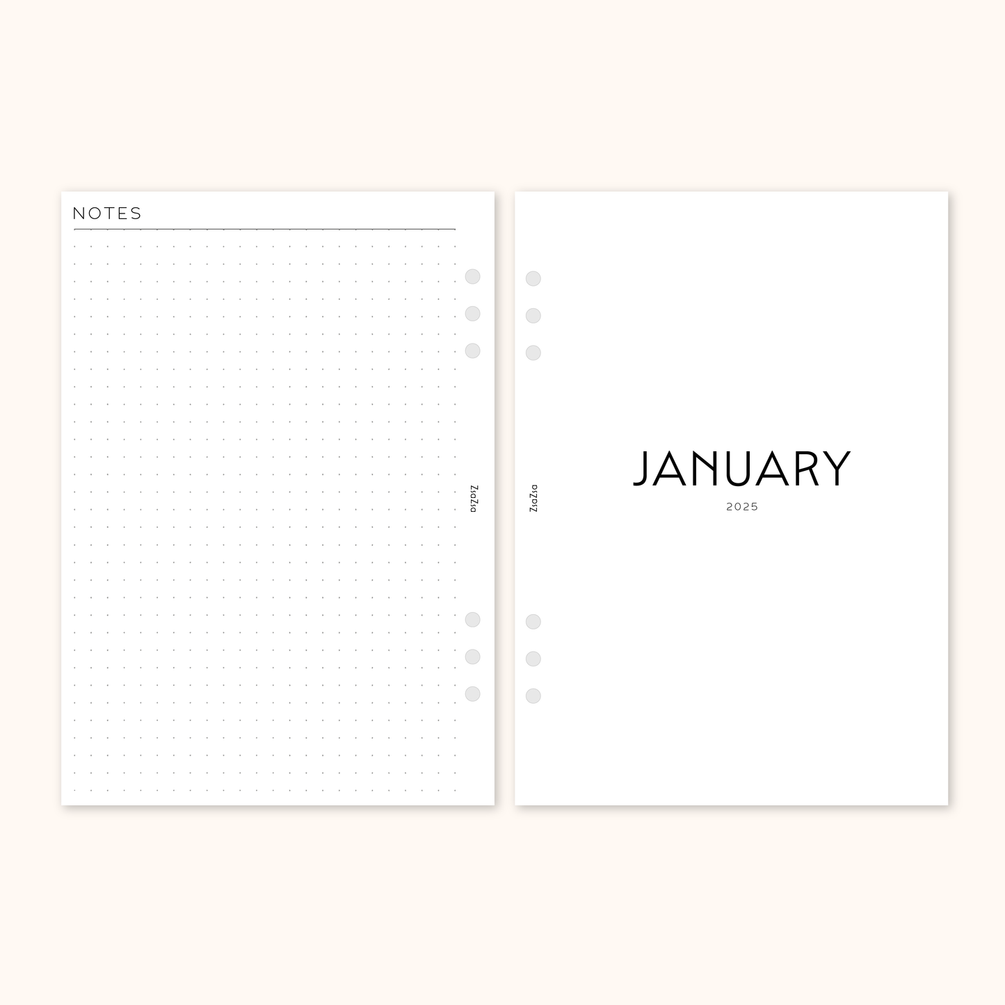 Printed 2025 Dated Month on 4 Pages Planner Inserts V2