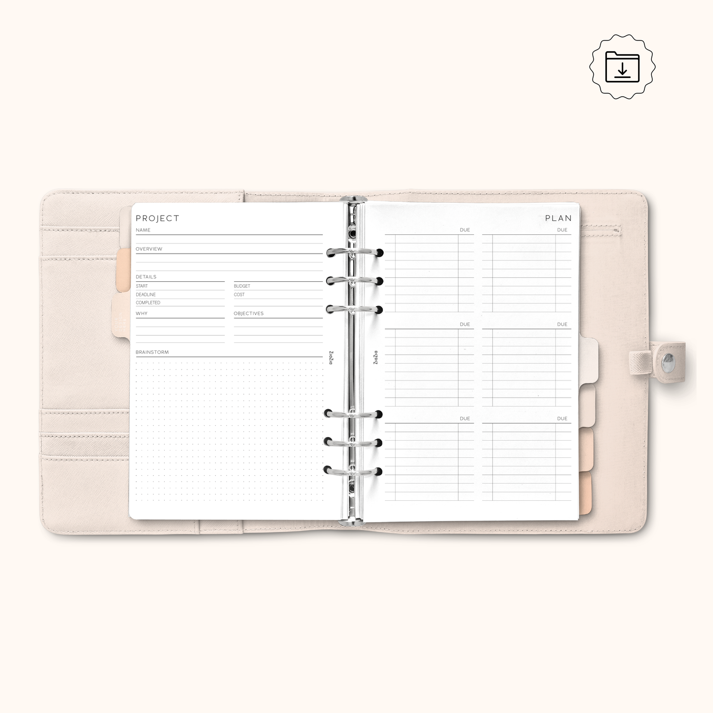 PRINTABLE - Simple Project Plan Planner Insert