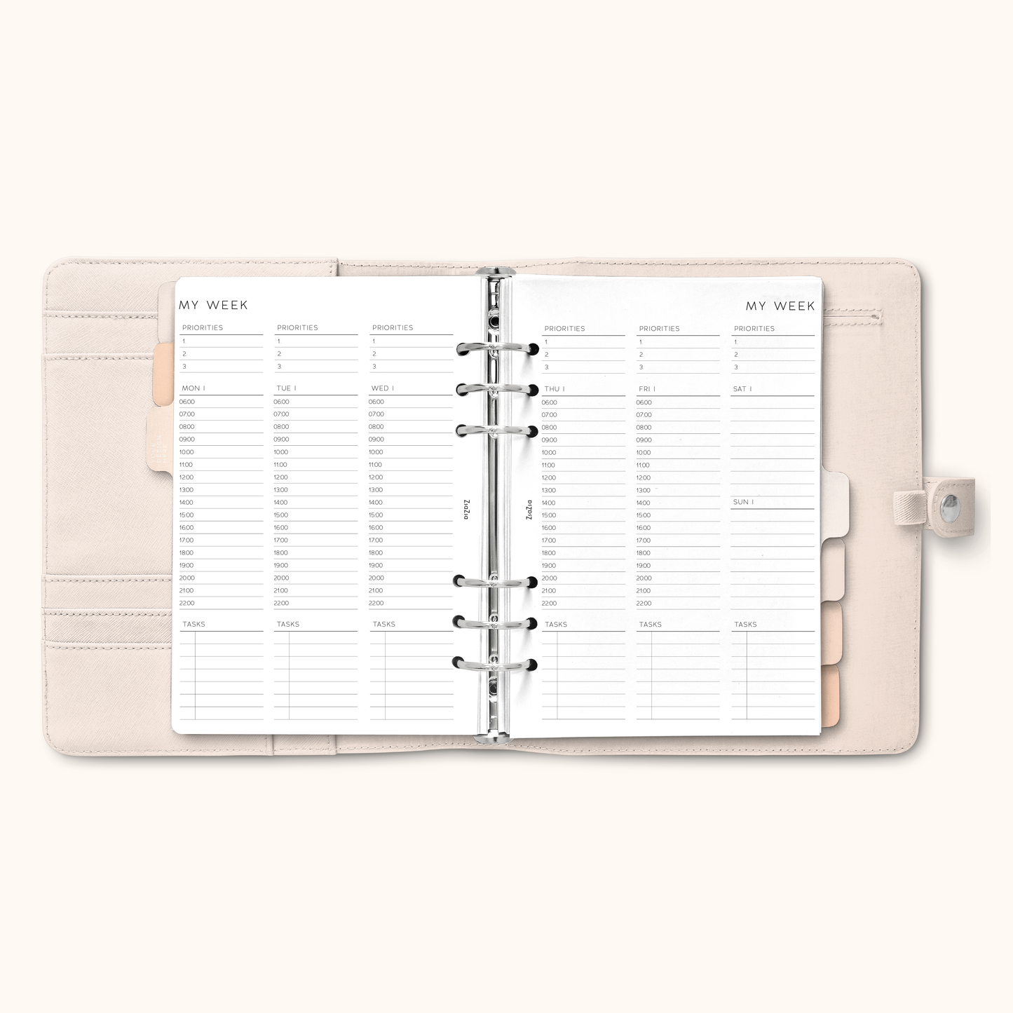 Un-Dated Week On 2 Pages Planner Insert V3