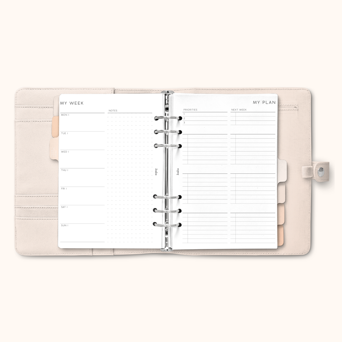 PRINTABLE - Un-Dated Week on 2 Pages Planner Insert V2