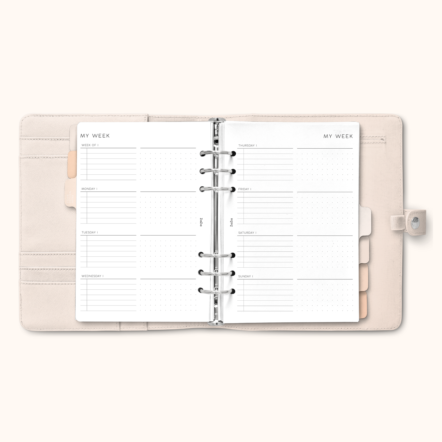 Un-Dated Week On 2 Pages Planner Insert V6