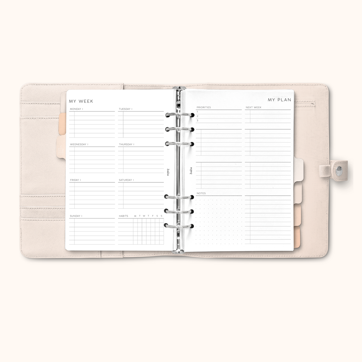 PRINTABLE - Un-Dated Week on 2 Pages Planner Insert V1
