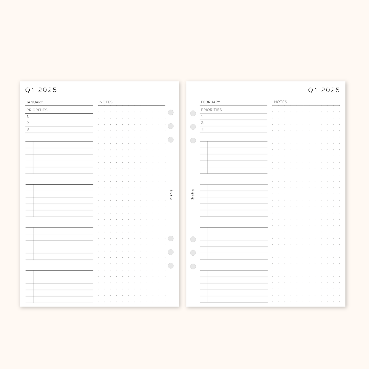 Printed 2025 Year Overview & Quarterly Planner