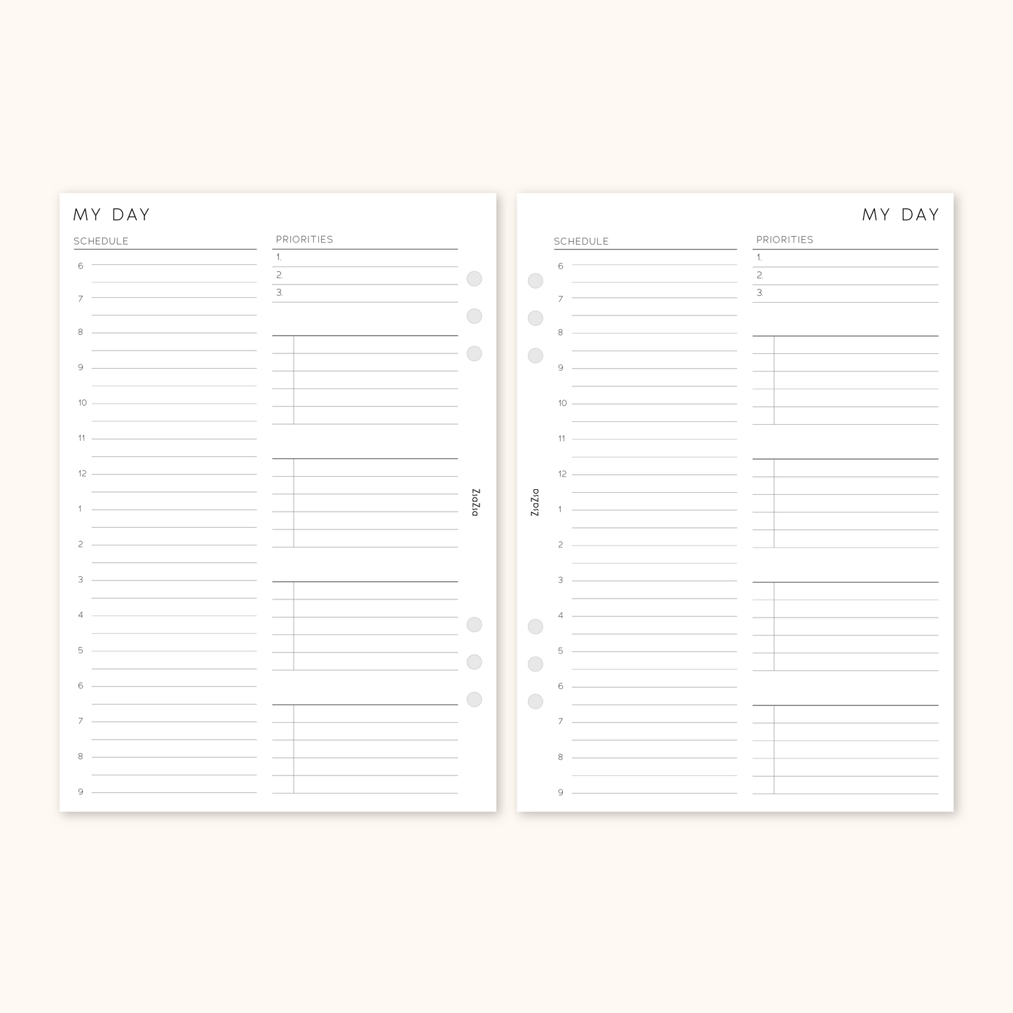 Un-Dated Daily Planner Insert With a Schedule & Categorised To-Do's