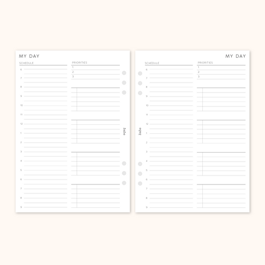 Un-Dated Daily Planner Insert With a Schedule & Categorised To-Do's