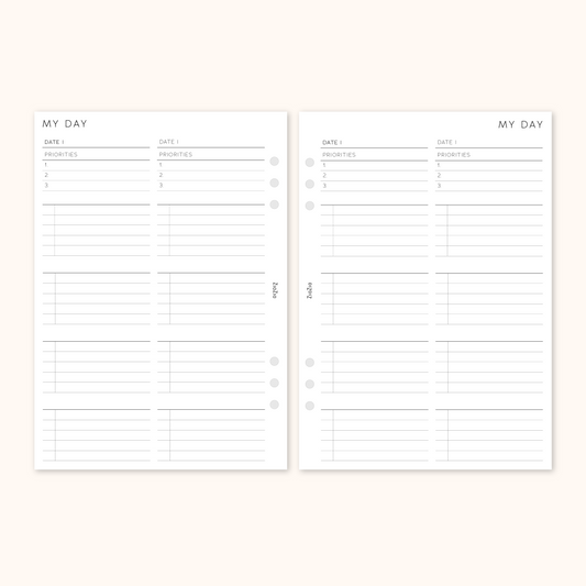 Un-Dated Daily Planner Insert 2 Days Per Page