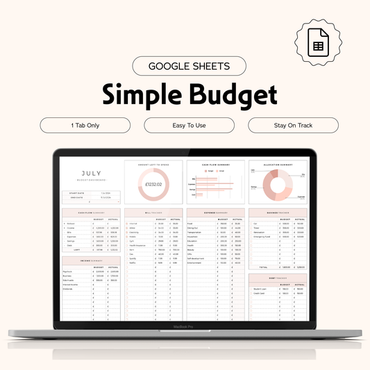 Simple Budget Google Sheets Spreadsheet